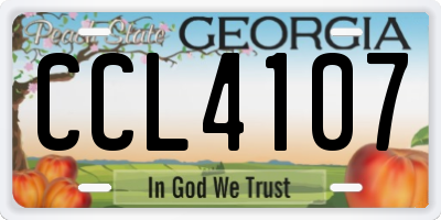 GA license plate CCL4107