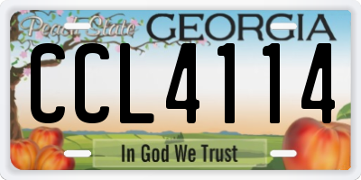 GA license plate CCL4114