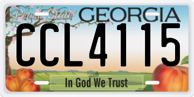 GA license plate CCL4115