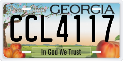 GA license plate CCL4117