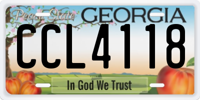 GA license plate CCL4118