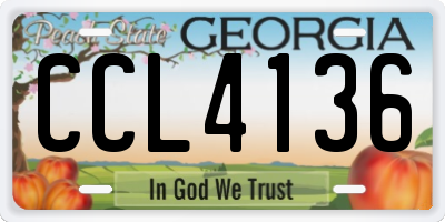 GA license plate CCL4136