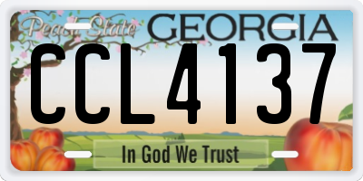 GA license plate CCL4137