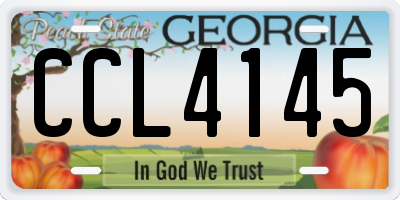 GA license plate CCL4145