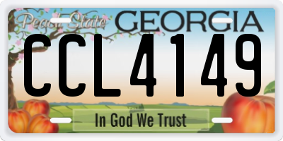 GA license plate CCL4149