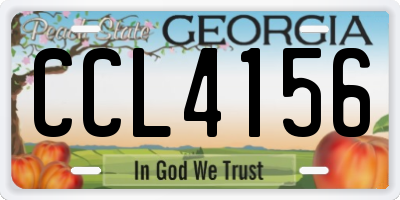 GA license plate CCL4156