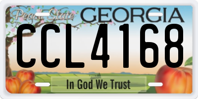 GA license plate CCL4168
