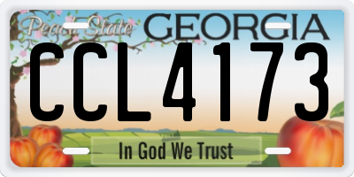 GA license plate CCL4173