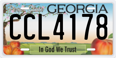 GA license plate CCL4178