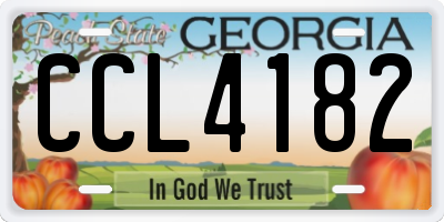 GA license plate CCL4182