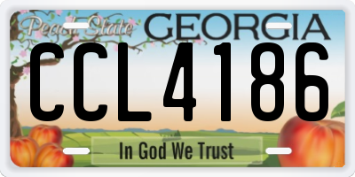 GA license plate CCL4186