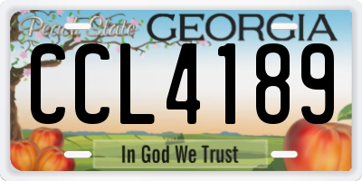 GA license plate CCL4189