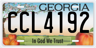 GA license plate CCL4192