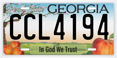 GA license plate CCL4194