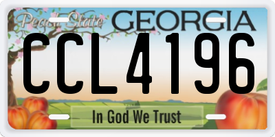 GA license plate CCL4196
