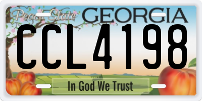 GA license plate CCL4198