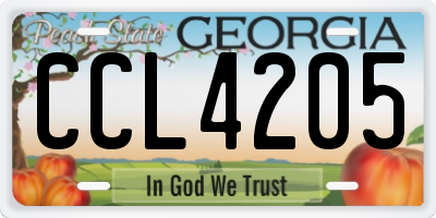 GA license plate CCL4205