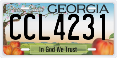 GA license plate CCL4231