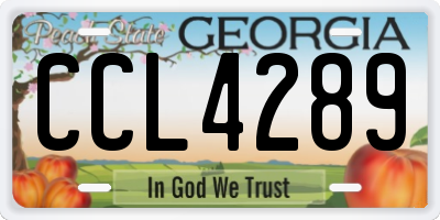 GA license plate CCL4289