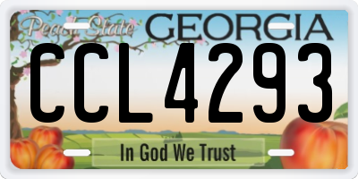 GA license plate CCL4293