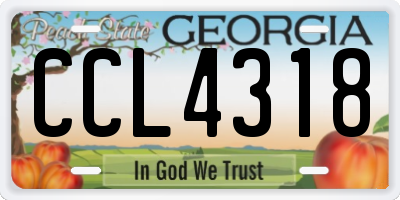GA license plate CCL4318