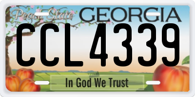 GA license plate CCL4339