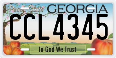 GA license plate CCL4345