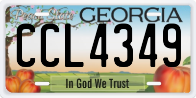 GA license plate CCL4349
