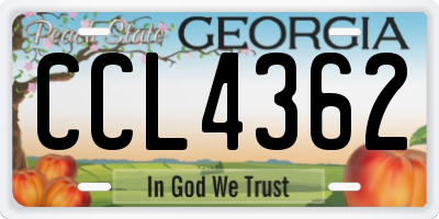 GA license plate CCL4362