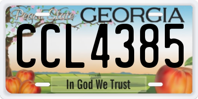 GA license plate CCL4385