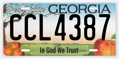 GA license plate CCL4387
