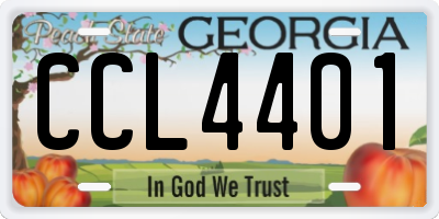 GA license plate CCL4401
