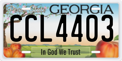 GA license plate CCL4403