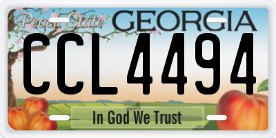 GA license plate CCL4494