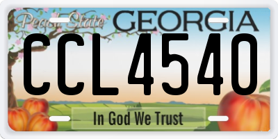 GA license plate CCL4540