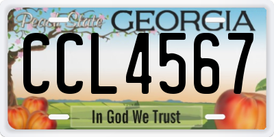 GA license plate CCL4567