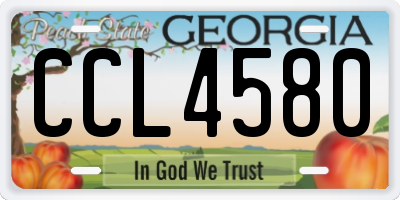 GA license plate CCL4580