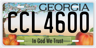 GA license plate CCL4600