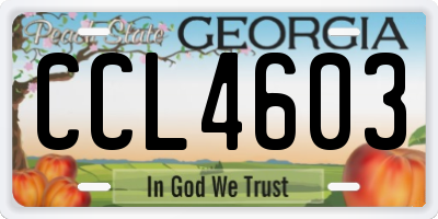 GA license plate CCL4603