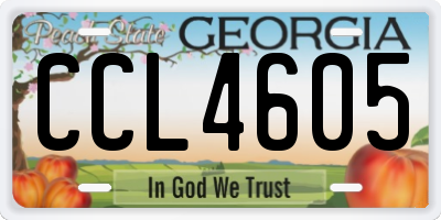 GA license plate CCL4605