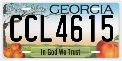 GA license plate CCL4615