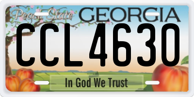 GA license plate CCL4630