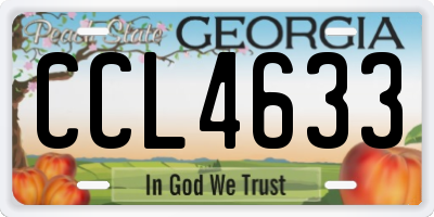 GA license plate CCL4633