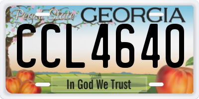 GA license plate CCL4640