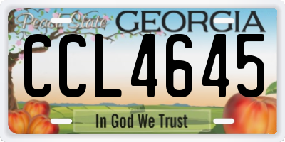 GA license plate CCL4645