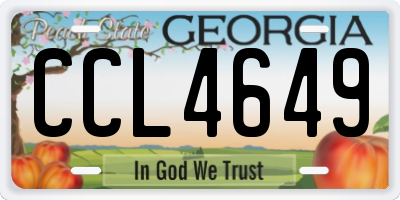 GA license plate CCL4649