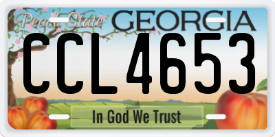 GA license plate CCL4653