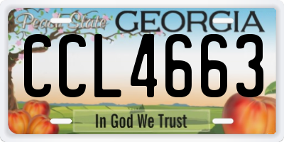 GA license plate CCL4663