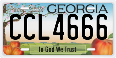 GA license plate CCL4666