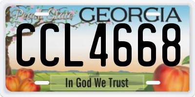 GA license plate CCL4668